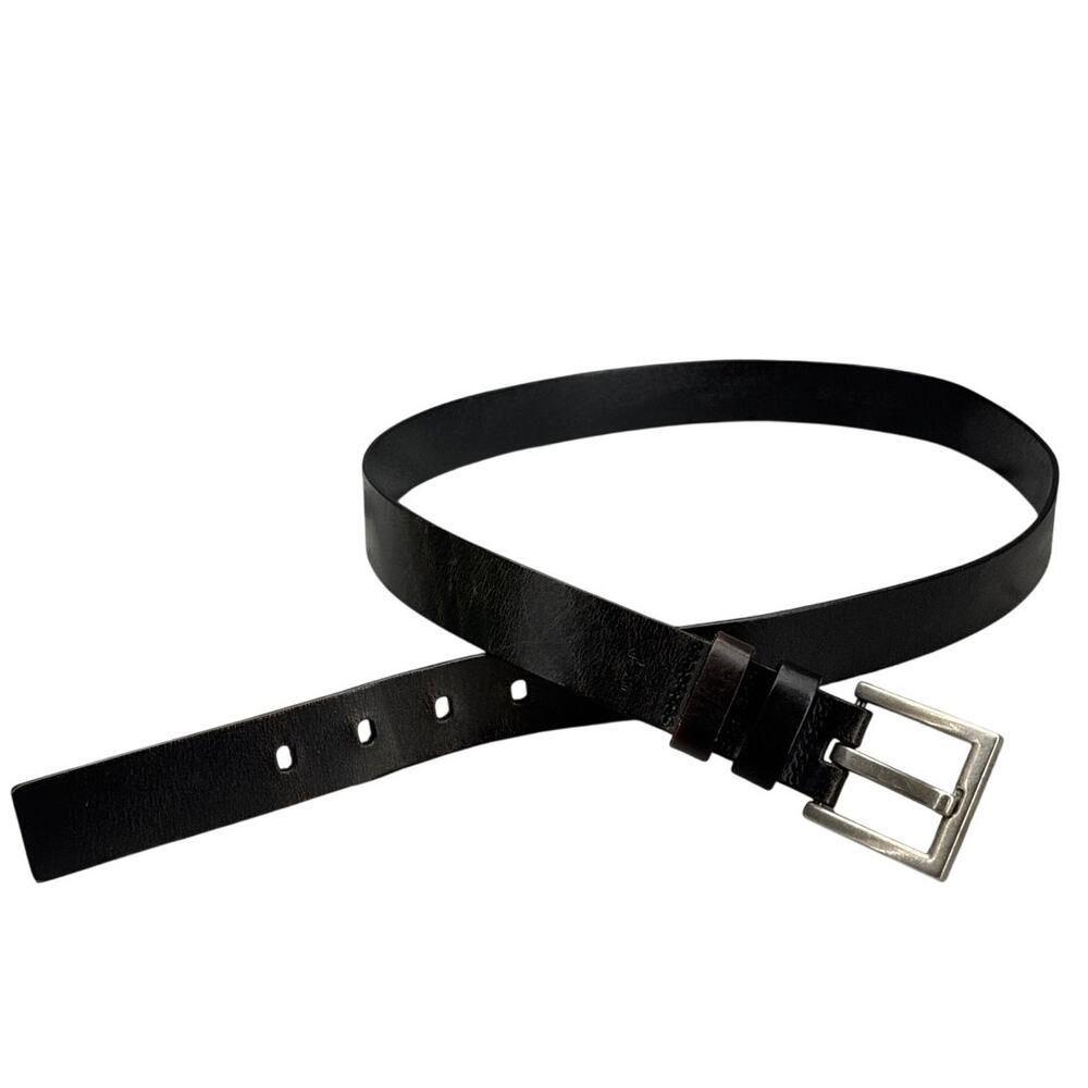 Dockers Black Leather Silver Square Buckle Dress Belt Men XL